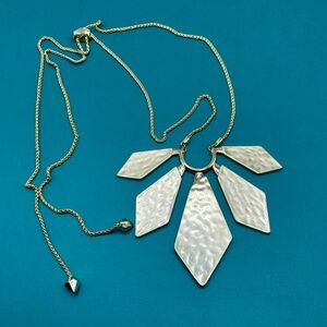 Kendra Scott Mari Metal Gold Tone Fan Design Necklace. Slide Bead Adjustable